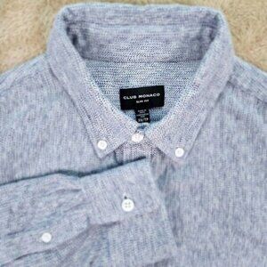 Club Monaco Shirt Slim Fit Button-Down Blue Flannel Long Sleeve Mens Size XS
